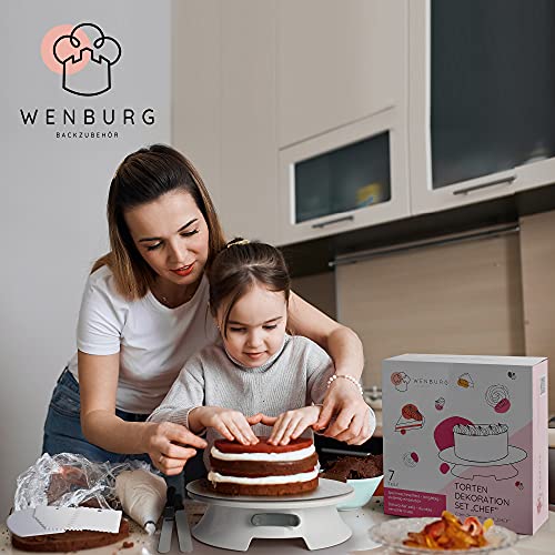 Wenburg Cake Decorating Set | Cake Decorating Supplies Set with Piping Tips, Cake Plate, Lots of Accessories | Cake Turntable/Cake Stand (Cake Plates Set Chef) - Image 5
