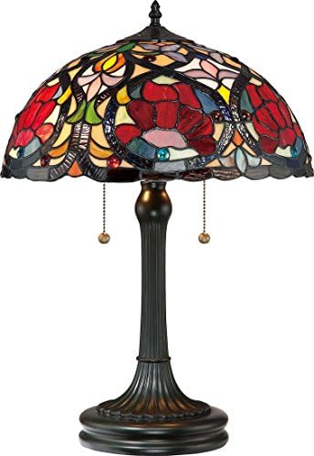 Quoizel TF879T Larissa Tiffany Table Lamp, 2-Light, 150 Watts, Vintage Bronze (23" H x 16" W)