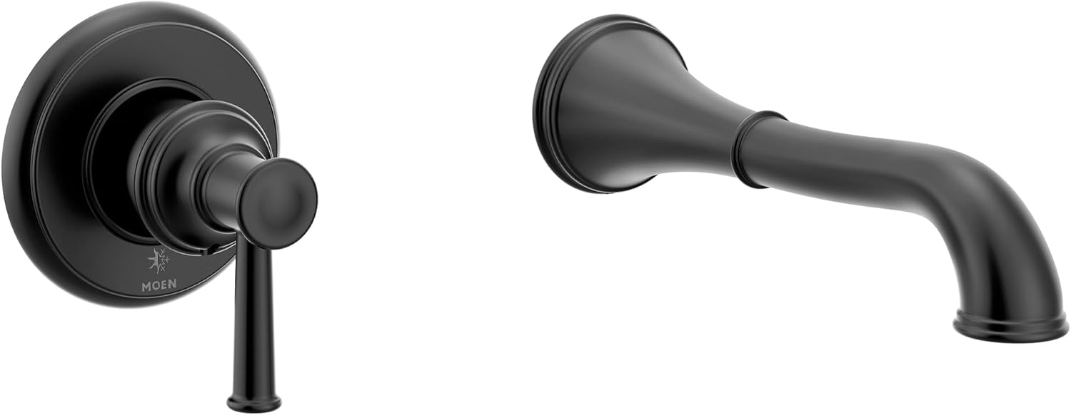 Moen Belfield Chrome Single Handle Wall Mount Tub Filler High Flow Tub Faucet with 10" Spout Reach, WT9021BL