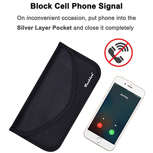 Signal Blocking Bag, Techion 2 Pack RFID Faraday Bag Shield Pouch Cage Box Wallet Case for Cell Phone and Car Key FOB, Privacy Protection, Anti-Hacking - Black
