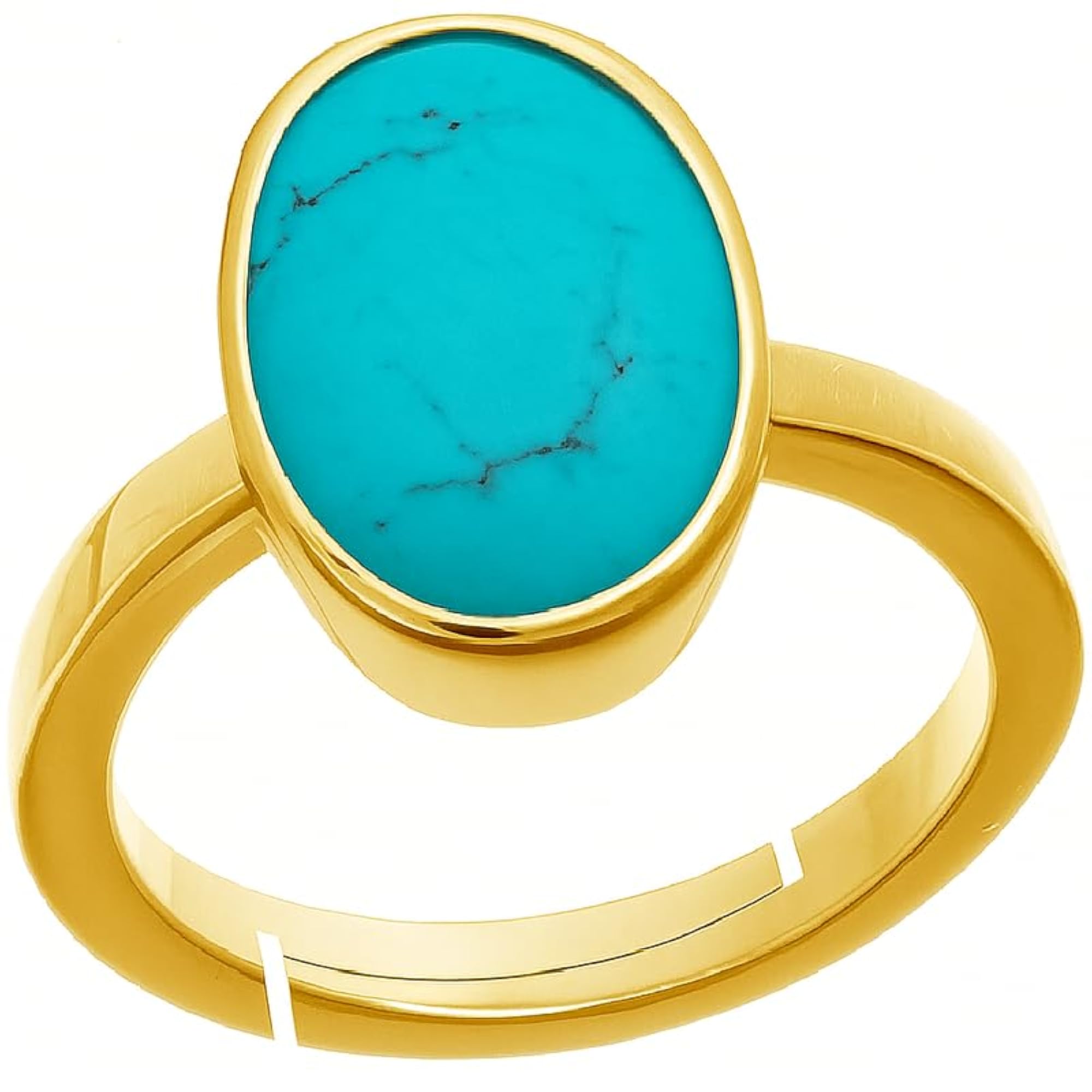 Women's Handcrafted Panchdhatu Turquoise Adjustable Ring, 13.00 Carat