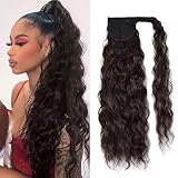 YEAME Corn Wave Ponytail Extension Clip in - 22 Inch Long Wavy Curly Wrap Around Pony Tail Heat Resi