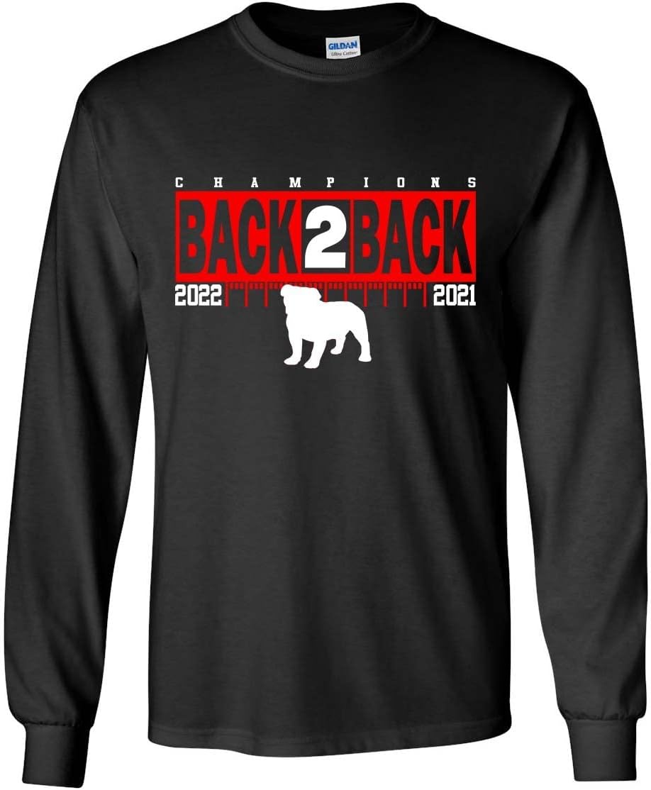 Mens Georgia Team Color Georgia 2022 Football Back to Back Champ Standing Dawg Yardline Championship Collection TShirt