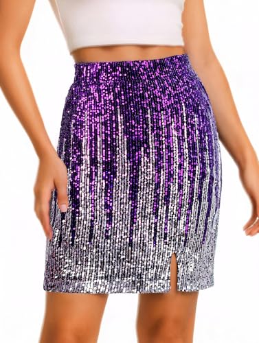Sequin Skirt Sparkly High Waisted Stretchy Bodycon Mini Skirts Party Night Out Clubwear for Women