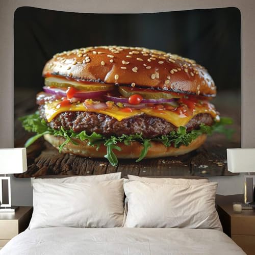 Tapisserie Hamburger 3D grand format tissu déco durable 180cmx230cm