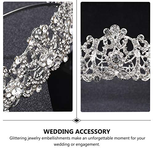 Amosfun Nupcial Da Coroa Do Vintage Barroco Rodada Coroa de Strass Vestido De Noiva Headwear Hairban