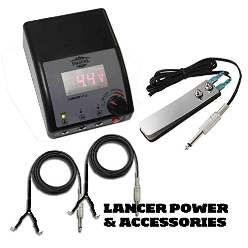 Miniatura 8 de Kit de tatuaje de bobina Inkstar Old School Ace C 5 Fuente de alimentación de ametralladora y colores radiantes Pro tinta negra (218 piezas)