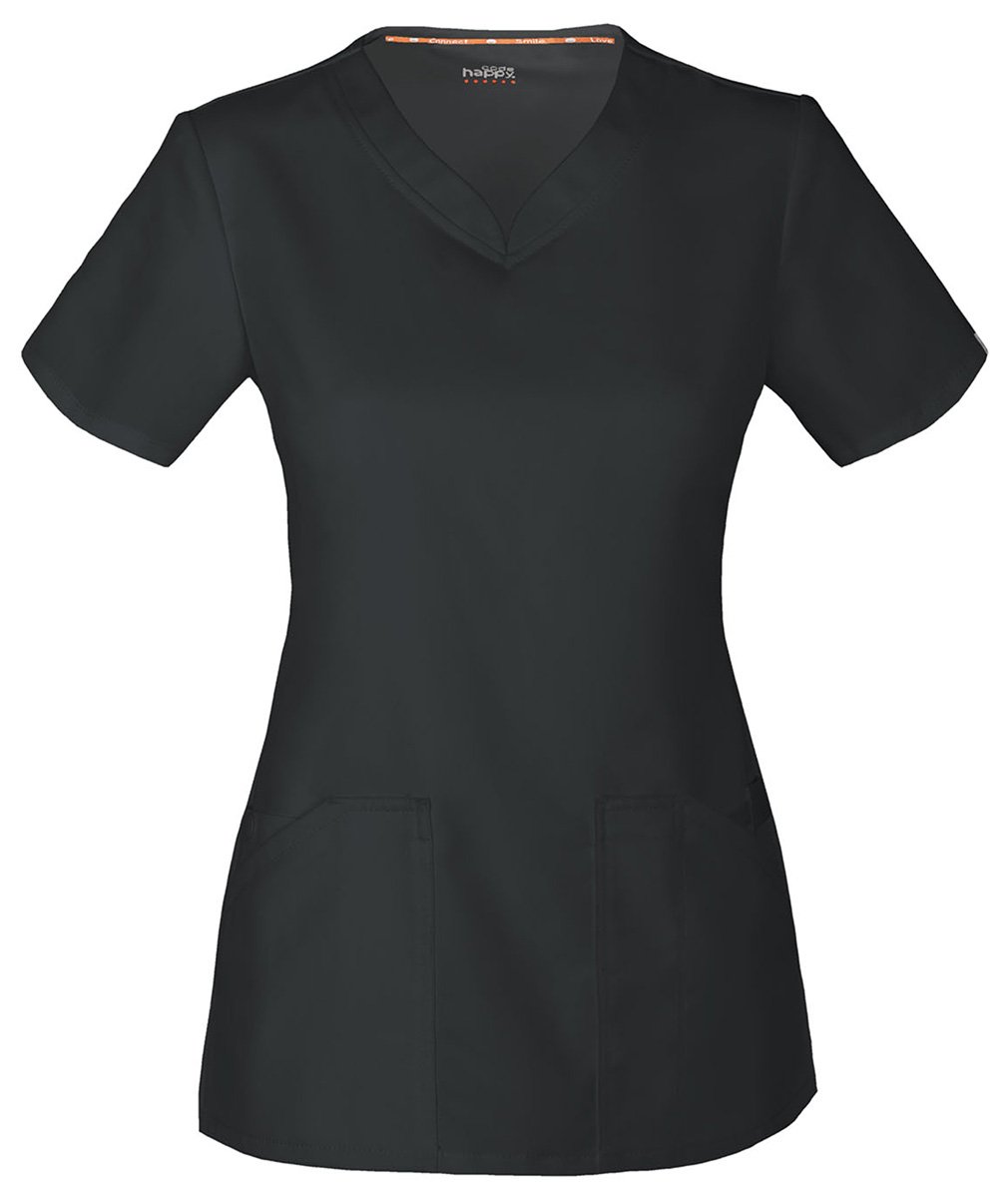 Code Happy Women's Cloud Nine V-Neck Top, Black, 4X-Large