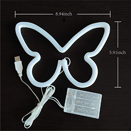 Image of JYWJ Butterfly Neon Sign,USB or 3-AA Battery Powered Neon Light,LED Table Decoration,Bedroom Wall Decoration,Birthday Gift,Wedding Supplies Business Gift(Blue)