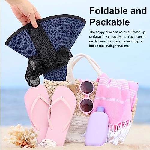 Dreshow Womens Big Bowknot Straw Hat Floppy Foldable Roll Up Beach Cap Sun Hat Upf 50+ #TOP4