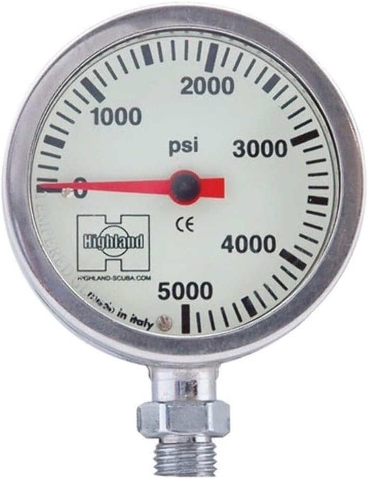 Highland by XS Scuba Brass/Glass Pressure Gauges - 2.0" - PSI