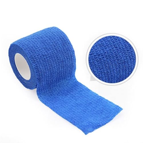 JOYDREAMDESIGN 1 Rotolo 4.8m Nastro Avvolgente Fasciatura Elastica Autoadesiva Colorata Sportiva Per Rilievi Di Supporto Del Ginocchio Dito Caviglia Palmo Spalla-Blu,7.5cm X 4.8m