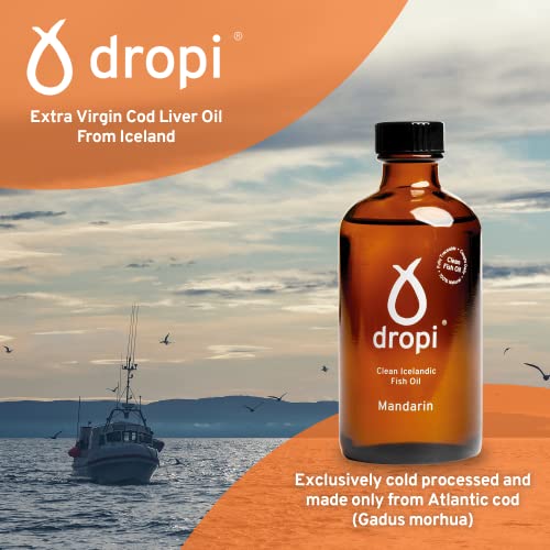 Dropi Omega 3 Fish Oil Liquid, Mandarin - Maximum Strength Omega-3S Epa, Dha, Vitamin A & D - Extra Virgin Cod Liver Oil Food Supplement For Immune System, Brain Health & Joint Support - 5.7 Fl Oz #TOP1