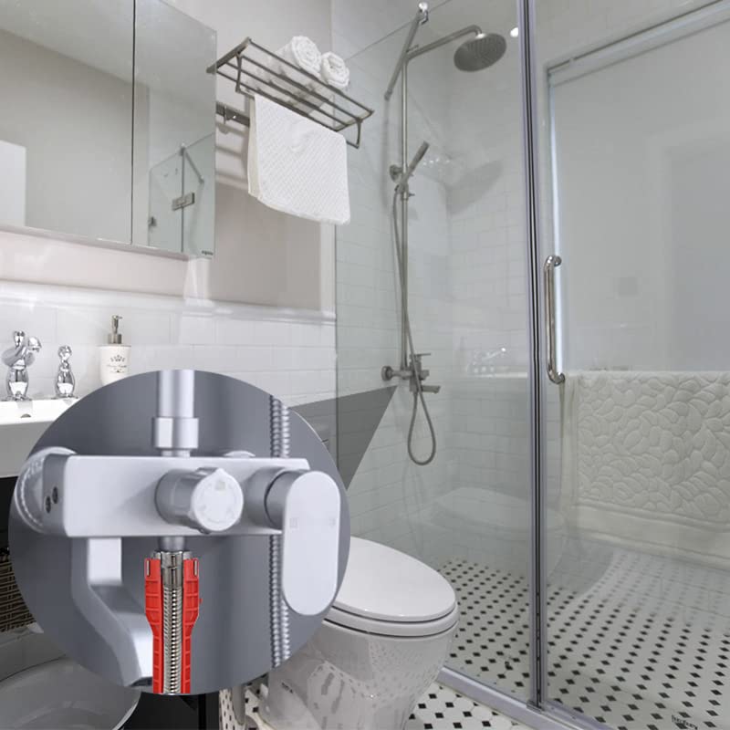 Image of 8 in 1 Multi-functional Sink Wrench - Plumbing Tool for Kitchen, Bathroom, Pipe, Drain & Tub Installation /Repairs in Tight Spaces with Heavy-Duty Nut Remover