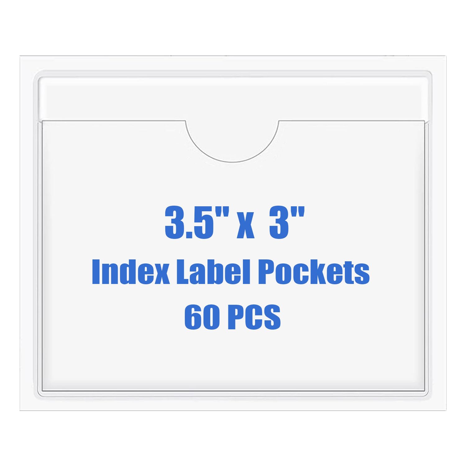 Origin-Joy 60 PCS Self Adhesive Index Card Pockets with Top Open, Clear Plastic Label Holder for Cards of Note, Library and Business, Adhesive Label