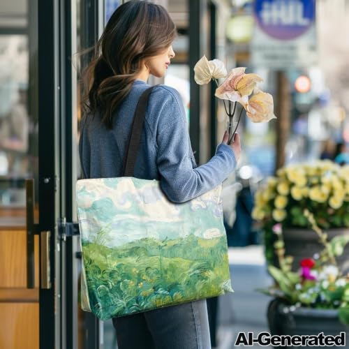 Image of Art Lover Zippered Tote Bag Waterproof Large Work Tote Bags, Artwork Women's Purse Handbags Travel Totes