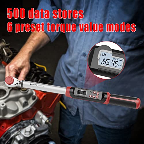 Vanpo 1/2-Inch Drive Digital Torque Wrench(12.5-250.8 Ft-Lbs./17-340Nm), Electronic Torque Wrench With Buzzer & Led Indicator, Accurate To ±2%,Torque Wrench Set For Bike Moto Car #TOP1