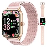 Smart Watches for Women, 1.85' Alexa Fitness Trackers with Call & SMS, Heart Rate, SpO2, Stress & Sleep Monitor, IP68 Waterproof Smartwatch for Android iPhone Samsung etc., 100+ Sports Modes, 2 Bands