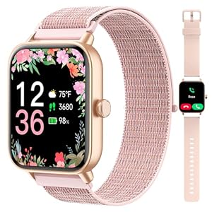 Smart Watches for Women, 1.85″ Alexa Fitness Trackers with Call & SMS, Heart Rate, SpO2, Stress & Sleep Monitor, IP68 Waterproof Smartwatch for Android iPhone Samsung etc., 100+ Sports Modes, 2 Bands