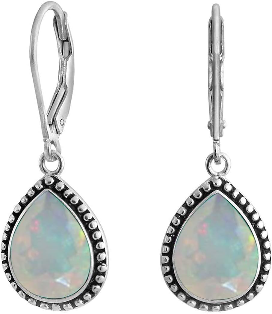 Choose Your Pear Shape Gemstone Leverback Earring 925 Sterling Silver Drop & Dangle Birthstone Earrings Chakra Healing Gift Jewelry For Women