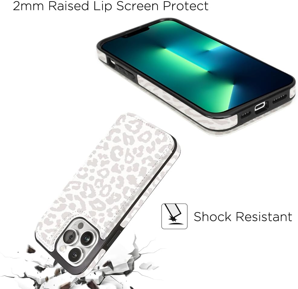 uCOLOR Compatible with iPhone 13 Pro Wallet Case with Card Holder Slots Marble Flip Leather RFID Kickstand Phone Wallet Cover for Women and Girls 6.1“ (Leopard, iPhone 13 Pro 6.1") - Image 6