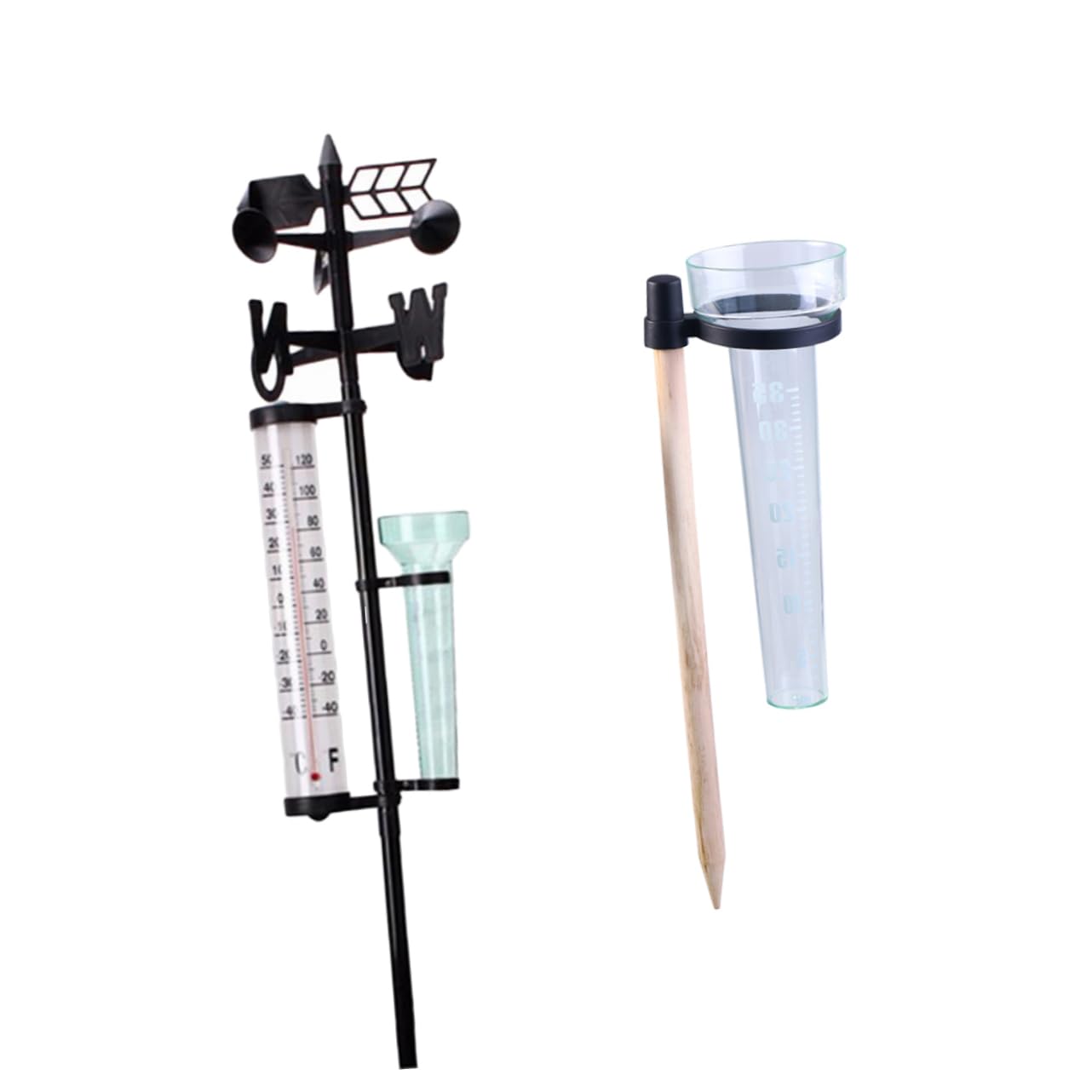 Regenmesser Kunststoff Windrichtungsmesser Satz Thermometer 2 für Garten