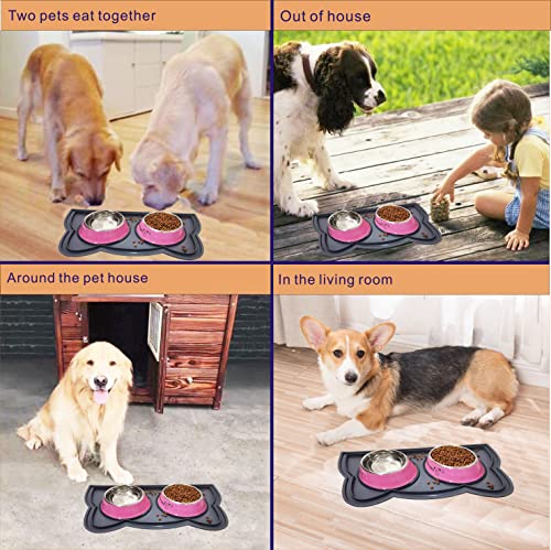 Dog Bowls With Mat,Cat Bowl Set With Silicone Mat For Food And Water,Non-Slip Pet Dishes Set For Cats & Small Medium Dogs,Slow Feeder Dog Bowl Anti Gulping,Collapsible Dog Bowls For Travel #TOP5