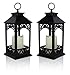 Decorative Lanterns - Set of 2 Black Lantern with LED Pillar Candle and a 5 Hour Timer - Candle Lanterns Outdoor - 13"H
