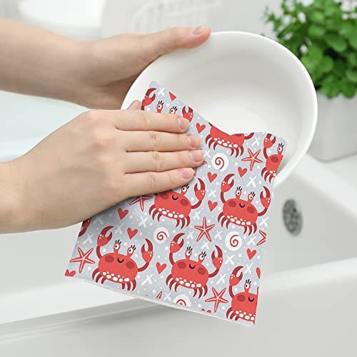 Cute Crabs Nautical Seafood Kitchen Dish Towels 2 Piece Super Soft Absorbent Dish Cloths For Kitchen Tea Bar Towels Farmhouse Decor 16X24 Inches #TOP2