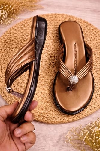 Image of Women Stylish Toe Ring Flats | Cushioned Comfort Slip-On Sandals | Anti-Slip Daily Wear| Lightweight Casual Footwear KS913