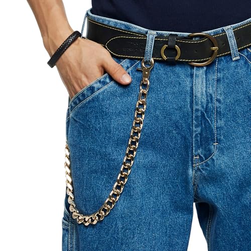 newtro Heavy Duty Wallet Chain Men Women Boy Girl, Biker Motorcycle Pants Jean Punk Goth Key Chain, Gold 17inch (TH04GD17)