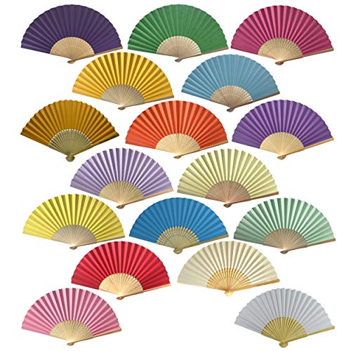 Gothi Creations Ventagli di carta, confezione da 6 ventagli in carta spessa, colori misti, con nervature in bambù, bomboniere per feste di nozze, regali per chiesa