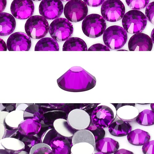 Novani 3000 piezas de diamantes de imitación redondos de cristal con parte trasera plana, cristales violetas para arte de uñas, manualidades, ropa, zapatos, SS8, 2,3-2,5 mm