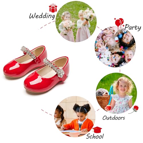 Image of PHIRAMIN Toddler Flower Girl Glitter Dress Shoes Little Girl Ballet Flats Bow Wedding Party
