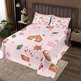 Homemissing Juego de colcha de Navidad tamaño King para niños y niñas, colcha acolchada para todas las estaciones, con 2 fundas de almohada, color rosa fucsia