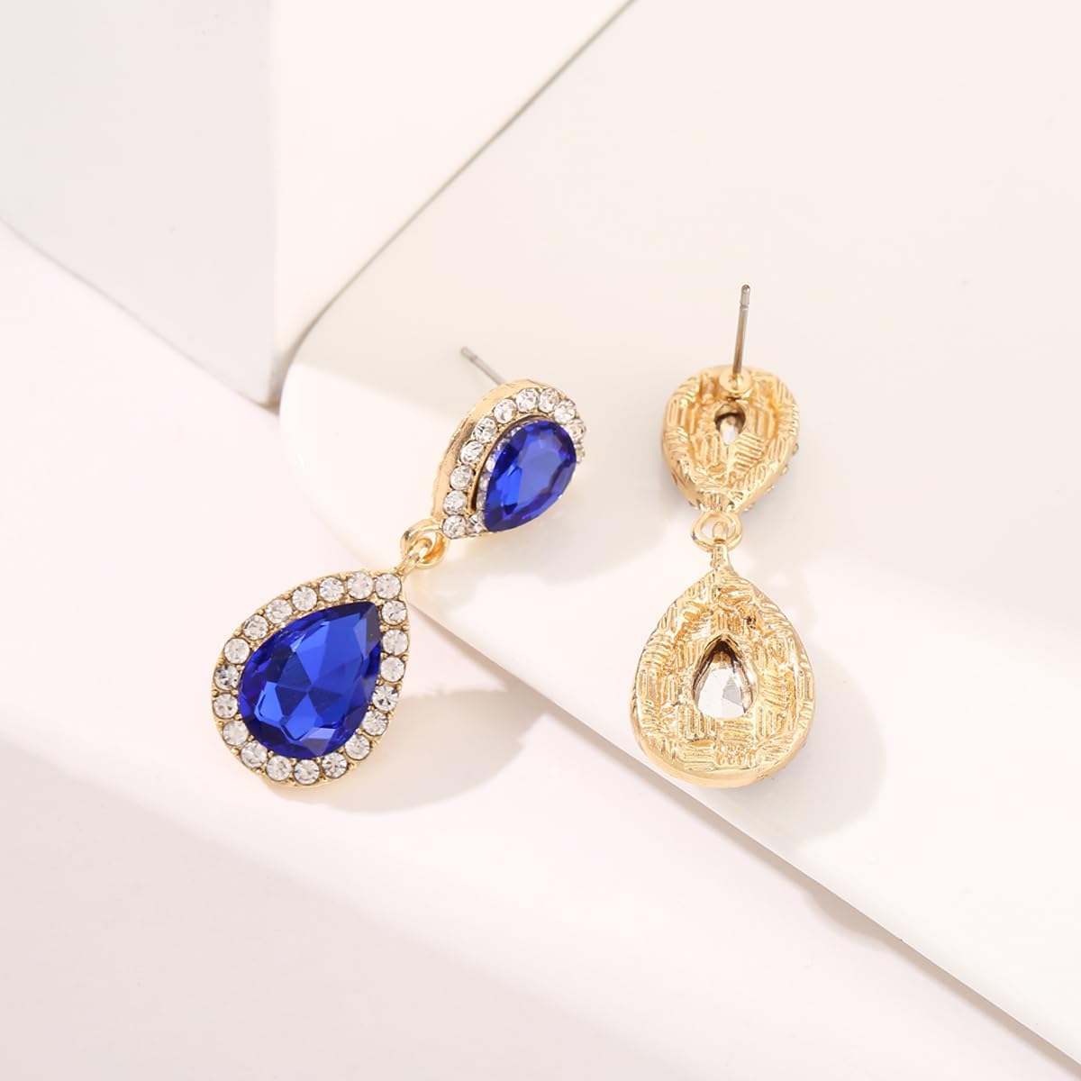 Vintage Rhinestone Teardrop Dangle Earrings Sparkle Crystal Bridal Earrings for Brides Bridesmaides Statement Drop Earrings for Women Wedding Formal Prom - Image 4