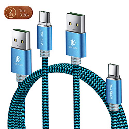 DUX DUCIS Câble [Lot de 2: 1M] pour Huawei Mate 20 / Mate 20 Pro/Mate 20 Lite / P20 Lite / P20 / P20 Pro, Durable Nylon Tressé USB 2.0 Type C Chargeur Rapide Câble pour Tous Les modèle USB-C