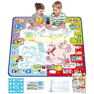 Jasonwell Aqua Water Doodle Mat 31×31 Inches Large Magic Drawing Doodling Mat Coloring Mat Educational Toys Christmas Birthday Gifts for Kids Toddler Boys Girls Age 2 3 4 5 6 7 8 Year Old (Alphabet)