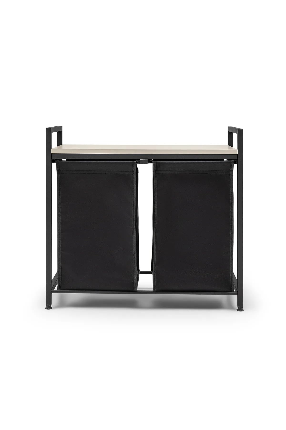 Wäschekorb 2 Fächer, Wäschesammler mit Ablage, Wäschesack aus wasserabweisendem Stoff, stabiler Metallrahmen, MDF-Unterstützung, 32 x 75 x 70 cm