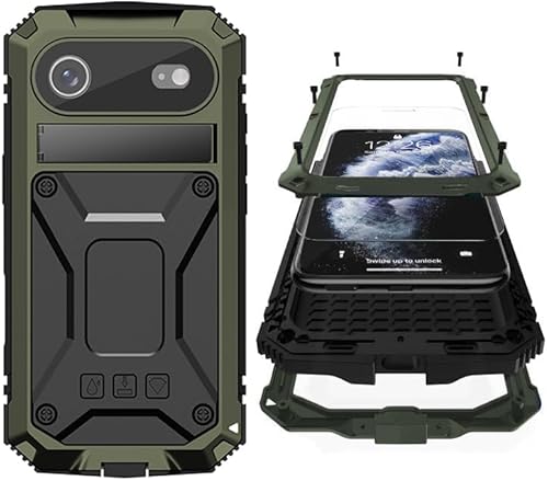 Simicoo for iPhone 17 Air Metal Military Heavy Duty Case, Metal Bumper Silicone 