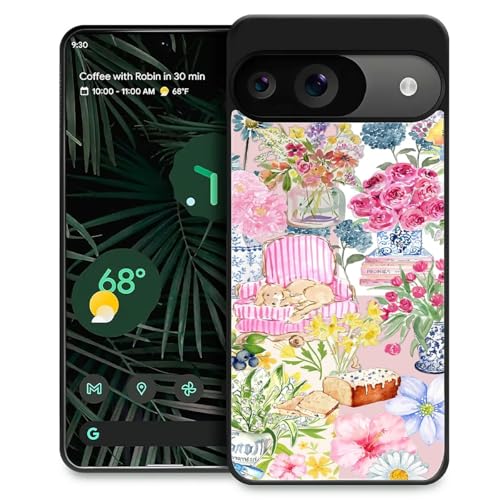 TAMEFOX Compatible with Google Pixel 9/9 Pro Case,Slim Soft Shockproof TPU Women Girls Boys Protective Cover Case for Google Pixel 9/9 Pro-Spring Floral Coquette Watercolor Collage