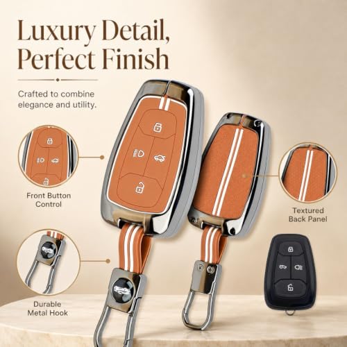 Image of Arika Metal Key Cover Compatible with Tata Nexon | Harrier | Safari | Altroz | Tigor | EV | Punch | Tiago EV Electric 4 Button Smart Key