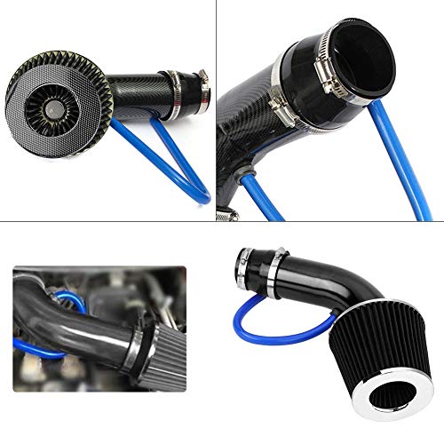Partol 3" Universal Cold Air Intake Kit Aluminium Automotive Air Intake System Cold Air Intake Pipe Induction Flow Tube Kit - Black #TOP3