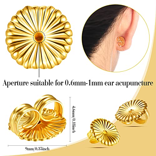 8 Pieces Earring Backs For Droopy Ears Large Earring Backs For Studs Replacement Secure Earring Lifters For Heavy Earring (Gold,9 Mm) #TOP2