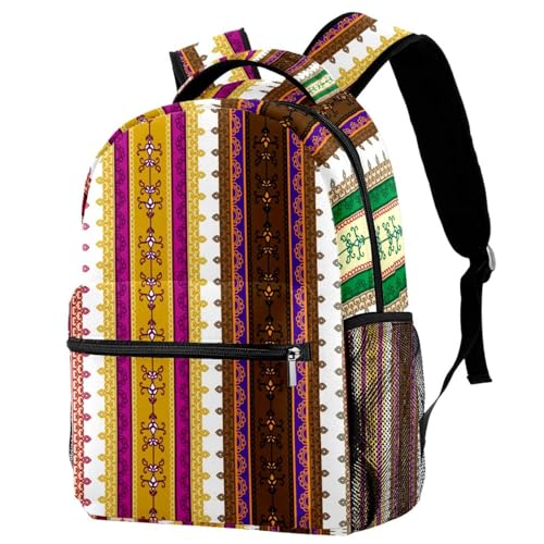 Sac à dos d'école à rayures multicolores pour ados et enfants - 40cm