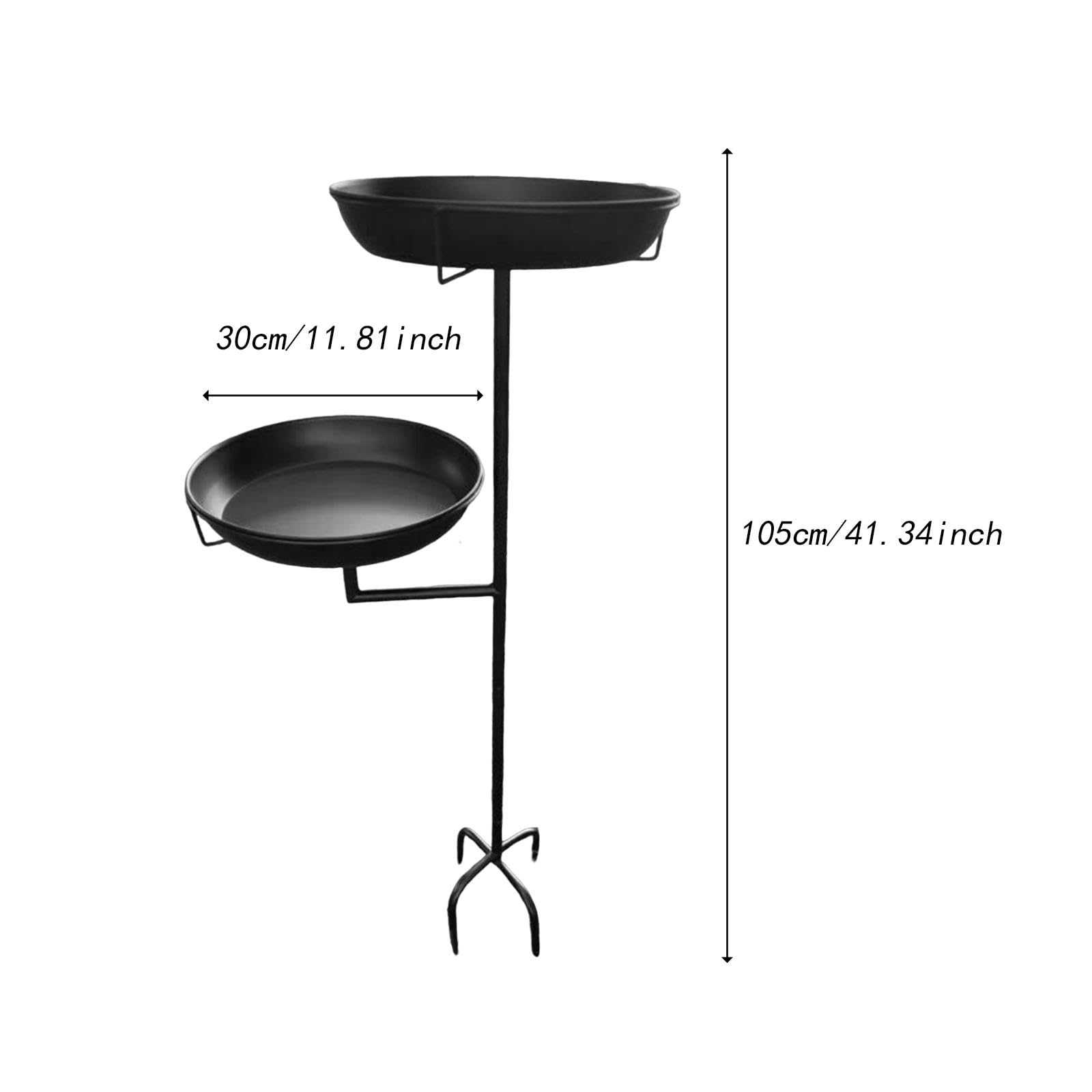 Fenteer Bebedero para Pájaros Plato de Alimentación Bandeja para Aves Cuenco para Exterior Hecho de Hierro con Acabado Decorativo Elegante Adecuado P, Negro