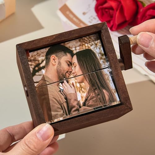 Personnalisé Boîte Flipbook À Manivelle Cadre Photo Personnalisé Avec Lumière Album Photo Mécanique Cadeaux De Saint-valentin Pour Hommes Femmes Couples