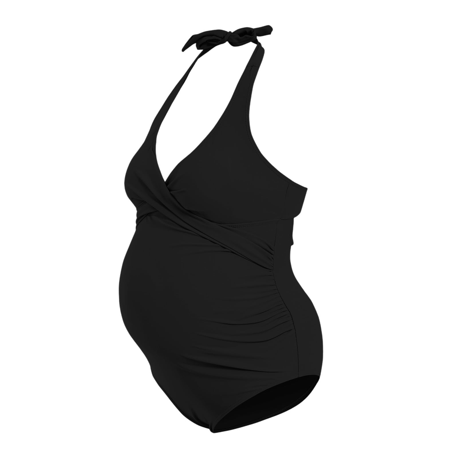 Maillot de Bain Maternité Une Pièce Monokini Push up Femme Enceinte Maillot col en V Grossesse de Bain Grossesse Bikini Maternité Enceintes avec Coussinet Froncé Plage Piscine Source Thermale Swimwear