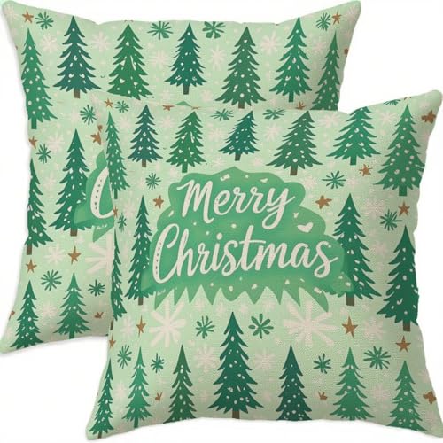 Housse coussin 75x75cm lot de 2 cyan imperméable double face Noël - 2