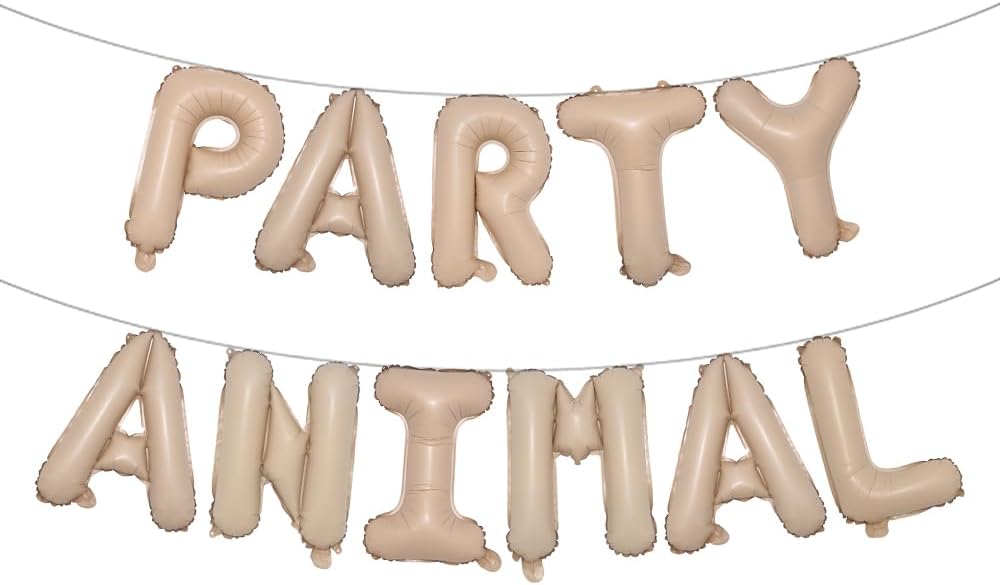 Letter Balloons - PARTY ANIMAL 16" Inch Alphabet Letters Foil Mylar Balloon Kids Birthday Party Balloon Banner (PARTY ANIMAL Caramel)